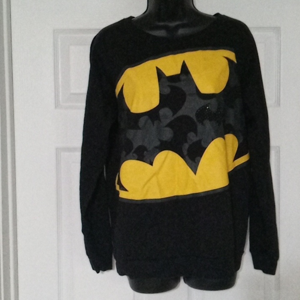 Batman Womens Size L Long Sleeve Shirt Pull Over Black Top Dc Comics Rue 21